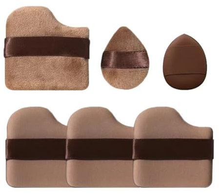 KARLOR Juego de 6 borlas de maquillaje en polvo, 3 borlas de cojín de aire, 1 borla floculante, 2 borlas de dedos, para aplicación húmeda y seca, esponja de látex, para base de maquillaje en polvo