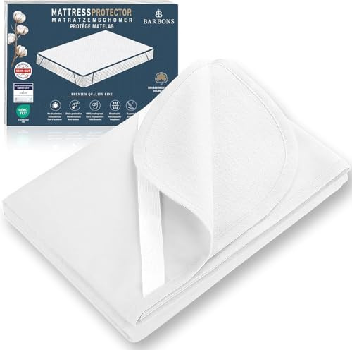 BARBONS Matratzenschoner 200x220 - Oeko-TEX Zertifiziert wasserdichte Matratzenauflage Baumwolle Inkontinenzunterlage waschbar Nässeschutz Matratzenbezug Atmungsaktiv 200 x 220 cm