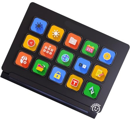 Fluxioxtna Panneau Configuration Clé Programmable 15Macro Claviers AI avec Action Instantanément pour Compatibilité en Direct en Difficulté en Streaming PC