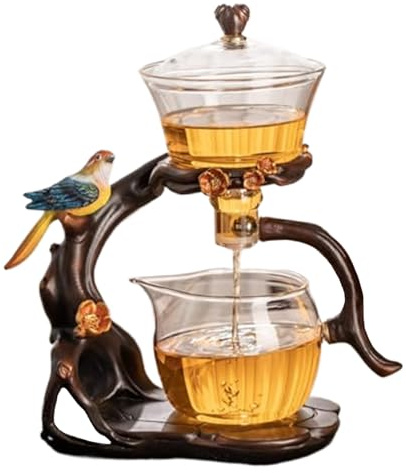 Set di tè semi -automatico, teiera magnetica in vetro di vetro borosilicato alto con infuser, 300 ml+460 ml di teiera magica, 7.8x4.9x10.4 Kung Fu Set da tè per Home Office