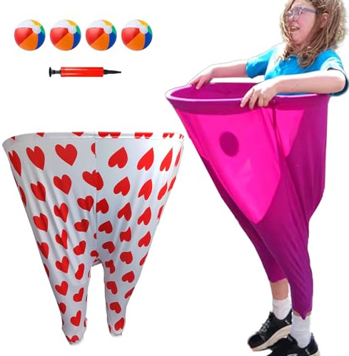 2 Piezas Granny Pants Juegos de Patio, Juegos de Lanzamiento al Aire Libre, con 4 × Bolas Rebotantes y 1 × Bomba de Globo, Pantalones Extra Grandes, para Juegos al Aire Libre