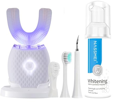 RONGCHUANG Cepillo de dientes automático para adultos, cepillo de dientes eléctrico ultrasónico con cerdas suaves, recargable, portátil, de 76 cm, temporizador automático, carga inalámbrica, lavable