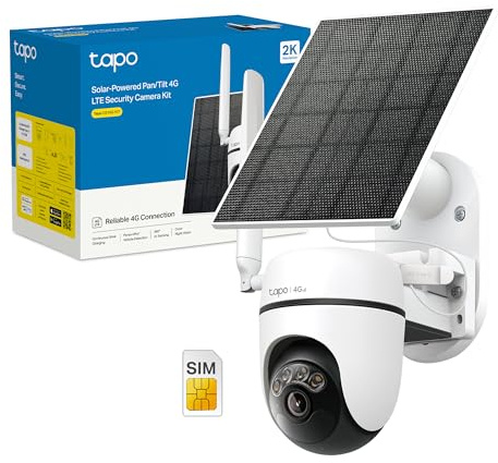 Tapo C615G KIT 2K 3MP solcellskamera utomhus – 4G med SIM, mörkerseende, AI-detektering, 360° spårning, batteri & lokal/molnlagring | Rörelsedetektering, människor, husdjur och fordon. Solpanel Ljus och ljudlarm. App: Tapo.