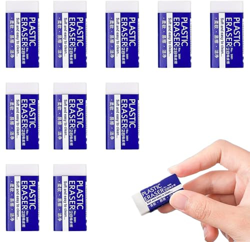 10 PCS Eraser Multipack,Erasers for Kids,White 2b Rubbers Erasers,Classic Durable Latex Free Plastic Rubber,for Art/Sketching, School, Office & Students(White)