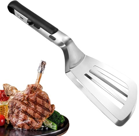 Pala Pinzas de barbacoa, mango alargado multifunción para voltear huevos, fijación de alimentos – Pinzas de cocción para voltear, para pescado, hamburguesa, barbacoa, freír, panqueques, pizza