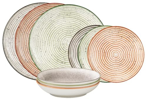 Servizio di Piatti da Tavola in Ceramica Earth Circle 18 Pezzi