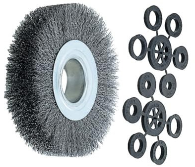 Lessmann Rundbürste / Bürste (Durchmesser 100mm, breit 20-22 mm, Rohr 30mm, Stahldraht, mit Reduzierring - Set 1) 323162