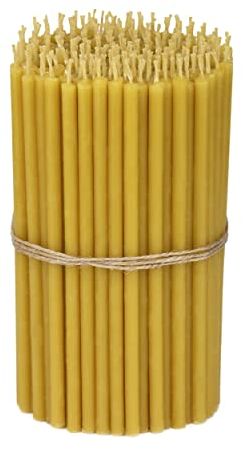 NKlaus 800g. Bienenwachs Altarkerzen Kirchenqualität dünne Kerzen Ritualkerzen - Bienenwachskerzen Gelb (ca. 200 Stück) 36261