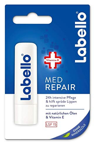 Labello Med Repair Lip Balm with Sun Protection (SPF 15) and Vitamin E for Intensive Lip Protection, Lip Balm without Mineral Oils