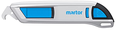 MARTOR Sicherheitsmesser mit Klingeneinzug und Hakenklinge, SECUNORM 500, Profi Cuttermesser, Aluminium, Rechts- & Linkshänder, GS Geprüft