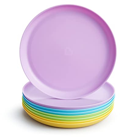 Munchkin Platos para Bebé, Vajilla para Bebé y Niños Pequeños, Set de Platos de Plástico Libre de BPA, Platos Infantiles de Colores, Juego de Platos Apilables, Aptos para Lavavajillas, Lote de 8