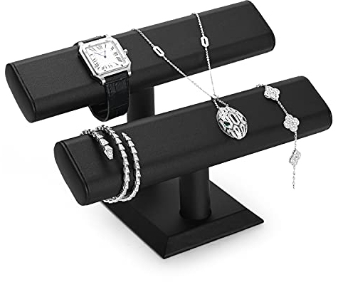 Oirlv Présentoir à Bijoux en Pu Vitrine de Stockage à Domicile Bracelet Porte Montre(Noir,Double) …