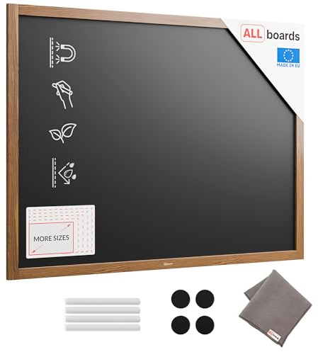 ALLboards Tableau à Craie Noir Magnétique avec Cadre en Bois Laqué 120x90cm, Tableau Magnetique Mural