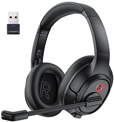 EKSA Cuffie Bluetooth con microfono & Adattatore USB, 55 Ore Di Riproduzione e 10 metri di Portata, Over Ear Cuffia Wireless Pc per Lavoro/Ufficio/Casa/Team/Zoom