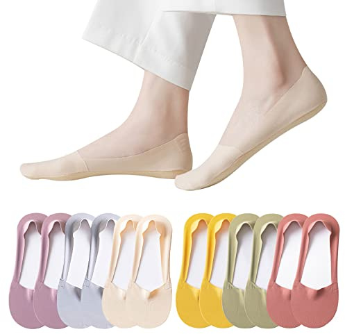 Caudblor 6 Pares Calcetines Invisibles Mujer Antideslizante 36-39 40-43