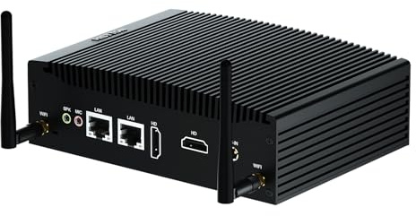 HISTTON Lüfterlos Mini PC, Industrie PC Core i5-8265U, DDR4 32GB RAM 512GB SSD 1TB HDD, Dual LAN, BT4.2, 2 RS232 COM, Dual HD, USB3.0, Mini Computer Windows 11 Pro