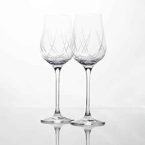 B.BOHEMIAN Weinglas Kris Kros 4er Set, 350 ml – Stilvolle Weißwein- & Rotweingläser aus Kristallin, eleganter Weinkelch mit modernem Schliff, spülmaschinenfest, ideal für besondere Anlässe