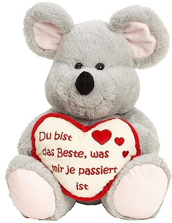 Lifestyle & More Kuscheltier Maus mit Herz Du bist das Beste 30 cm groß Plüschmaus Plüschbär samtig weich