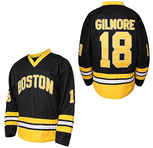 Happy Gilmore Jersey 18 Adam Sanders 1996 Hockeytrikot genäht Mesh Polyester Herren Eishockey Shirt S-3XL, 18 Schwarz, XL