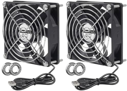 AITRIP Lot de 2 ventilateurs USB 92 mm 25 mm double roulement à billes 5 V pour ordinateur et barbecue, silencieux, durable, 50 000 heures de durée de vie