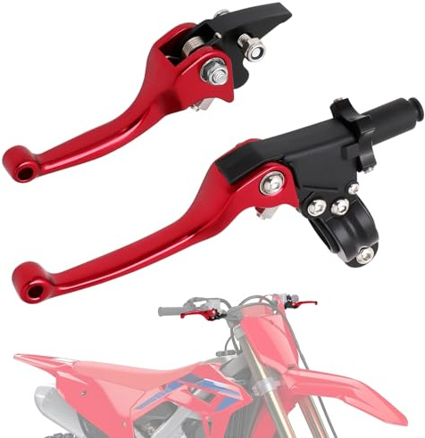 IUVWISN Leva frizione freno pit bike 1 coppia 7/8 22mm alluminio forgiato pieghevole per 50CC-150CC CRF XR 90/110/125/140/150cc Pit Dirt Bike ATV Mini Bike Rosso