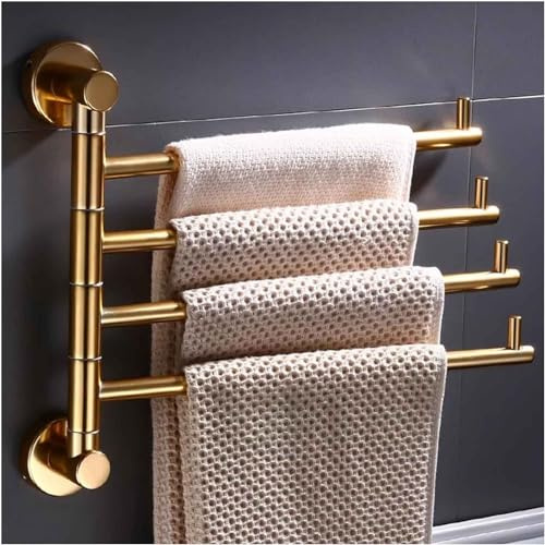 CHJJZXBF Schwenkbarer Goldener Badezimmer-Handtuchhalter, ausschwenkbare Handtuchhalter für Badezimmer und Küche, wandmontierte Wäscheständer für Wäsche, rostfrei, massiv,28cm