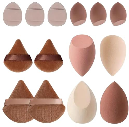 Set med 14 foundationssvampar – makeupsvampar, mixer skönhet mjuk foundationssvamp, icke-latex foundationssvamp, torr och våt användning – ni sminksvampar för foundation flytande krämer pulver