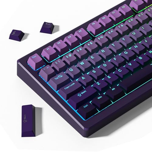 Womier Shine Through Lot de Touches en PBT 60 75, Profil 100% Cerise, Touches personnalisées, compatibilité Universelle pour Clavier Cherry Gateron MX Switches, Violet dégradé