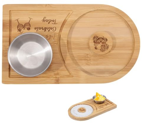 GLOBLELAND Ensemble de Bordures à Sel pour Margarita Bordures à Verre en Bois de Bambou avec Bol Bordures à Sucre et à Sel pour Verres Larges Outil de Barman pour Cocktail et Margarita