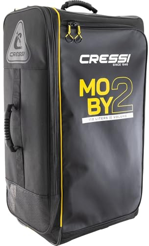 Cressi Moby 2 Trolley Bag Black/Yellow 110 L - Sac à roulettes Robuste et Spacieux Idéal pour Les Activités Sportives et Les Voyages, Noir/Jaune, 110 L, Unisex