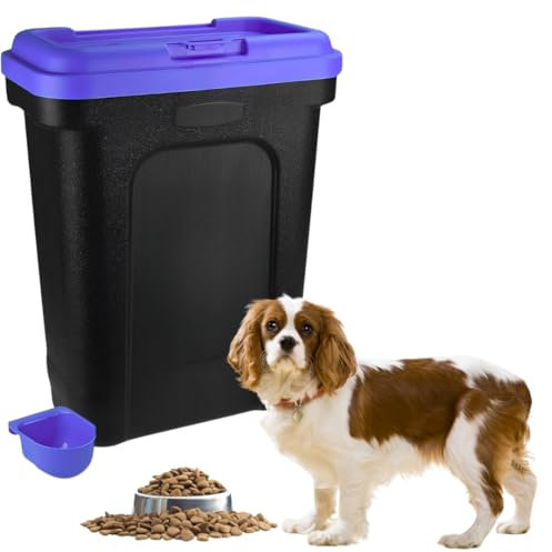 Trendi Pet Food Storage Container | Large 30L/15.5kg Plastic Storage Bin with Food Scoop & Flip-Top Locking Lid | Ideal for Storing Dog Treats, Dog Food, Cat Food & Kitten Supplies