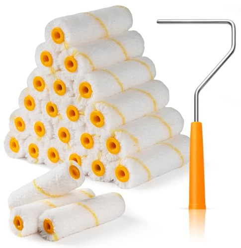 Mister Rui 24 Pieces 4-Inch Small Paint Roller Covers Microfiber Rollers
