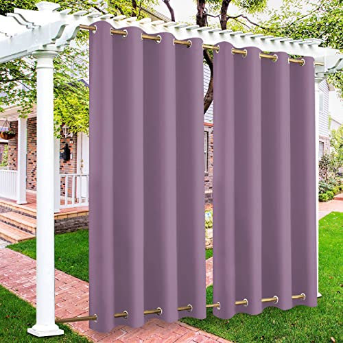 Rideau d'extérieur imperméable avec double œillet pour jardin et terrasse, 254 x 223,5 cm, lilas