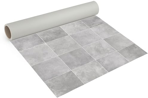 Internethandel Pfordt CV Bodenbelag Fliese Zala Silber Grau, 300x200 cm, pflegeleichter PVC Vinylboden in Fliesenoptik, Meterware für Küche und Wohnzimmer
