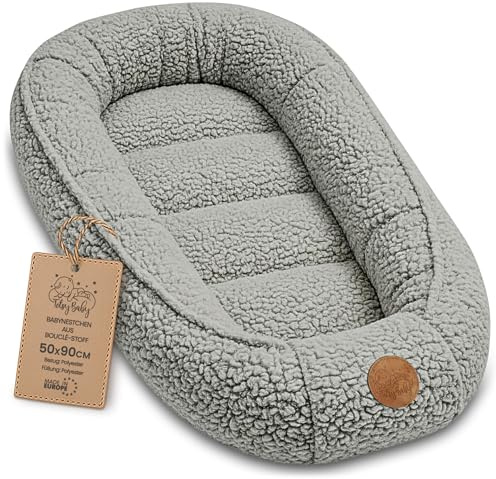 Babynest Cocon Spjälsäng Vagga boucle - Portabel Näste för Nyfödd Barnsäng Mysig Mjuk Pojke Flicka Sovplats Ljusgrå