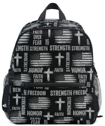 Wudan Grunge kors flaggor stora barn ryggsäckar med flaskfickor flickor student bokväskor