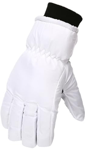 Generisch Gants de ski - Gants de ski - Hiver - Coupe-vent - Chauds - Pour adolescentes et filles - Pour l'extérieur - Patinage à la neige - Gants de ski - Gants de snowboard - Moufles (blanc, taille