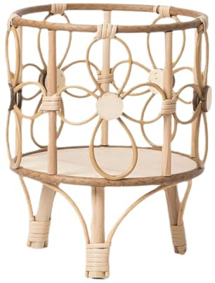 Soporte De Flores Hueco – Taburete De Flores De Mimbre, Construcción De Ratán Hueco, Marco De Pie Estable, Organizador De Macetas De | 11,02 Pulgadas, Soporte De Soporte De Exhibición Rústico Para El