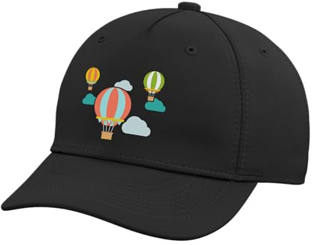 Hot Air Balloon Graphic Balloon Gift Hot Air Balloon Adjustable Printed Baseball Hat, Black