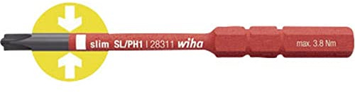 Wiha 34589 - Punta slimPunta electric 2831 slimPunta electric SL/PZ1 x 75 mm Ref. 2831141