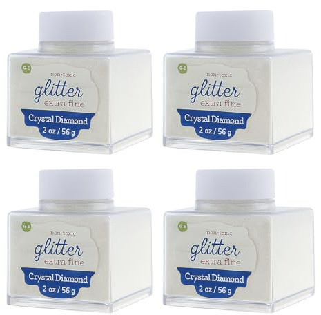 Sulyn Extra Fine Crystal Diamond Glitter Stacker Jar, 2 Ounces, Non-Toxic, Stackable and Reusable Jar, Multiple Slot Openings for Easy Dispensing and Mess Reduction, SUL50860,1 Pack , White