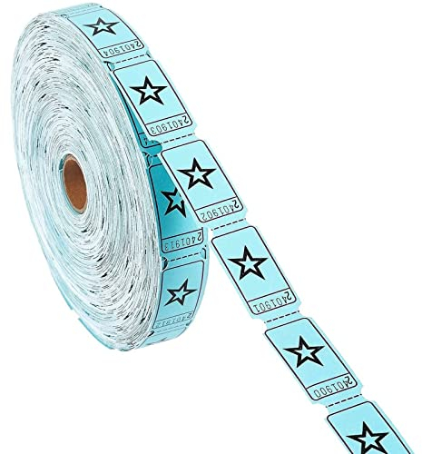 Rouleau de Billets de tombola Juvale - Rouleau Unique de 2000 Billets à étoile, Bleu