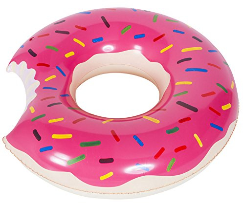 Aufblasbarer Donut Schwimmreifen; Schwimmring für Pool-Partys, Luftmatratze für Strandurlaub und Bade-Abenteuer (Pink, Ø 120 cm)