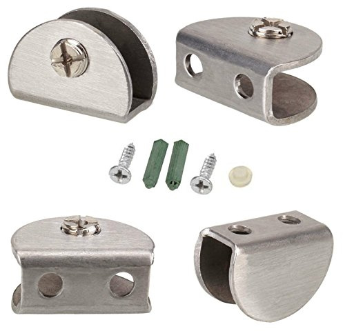 Euro Tische Regal-Halter Glasbodenträger Edelstahl - Stabile Regalträger für Glas- und Holzböden - (4 Stück)