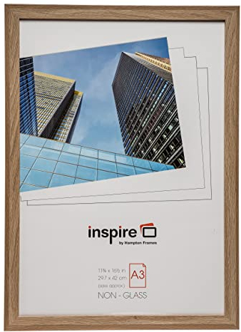 Hampton Frames Cadre Photo A3 30x42cm Effet Bois Marron Pack de 1, Face en Acrylique, Accrochage Mural, Portrait ou Paysage, Pour Affiches Diplômes Photos