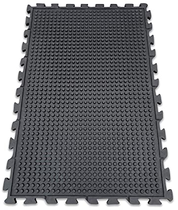 KARAT Establo de goma para caballos, suministros de establo para ganado, alfombrillas de goma, sistema de rompecabezas (120 x 80 x 2 cm)