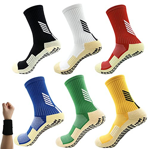 Dee Plus Niñas Niños Calcetines Antideslizantes de Deporte Fútbol Calcetines ninos con Suela ABS para Yoga, Danza, trampolín, Fitness, hogar para 6-11 Años Actividades al Aire Libre, Transpirables