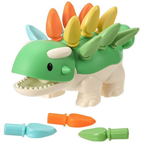Wisplye Jeux Dinosaures Jouet Sensoriel Montessori Eveil Motricité Fine Jeu Éducatif pour Bébé 18 Mois, Trieur de Formes Cadeau Jouet pour 1 2 3 Ans Enfant Fille et Garçon