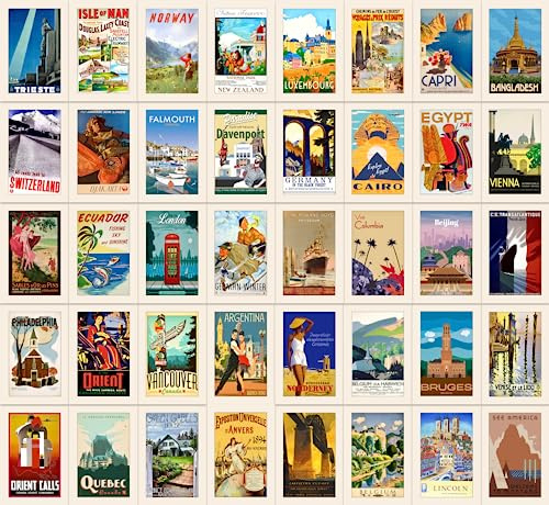 40 Tarjetas Postales de Viaje Vintage con 40 Diseños Diferentes en la Parte Delantera en Tarjeta Gruesa (40 Postales de Viaje Vintage)