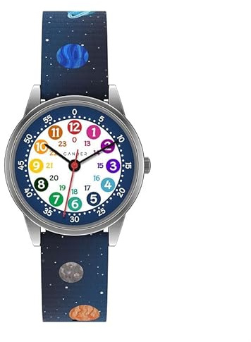 Cander Berlin MNA 1230 G Montre-bracelet étanche 3 ATM Montre d'apprentissage analogique pour enfant garçon fille espace